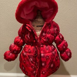 Pink Platinum Red Flowered Puffer Jacket